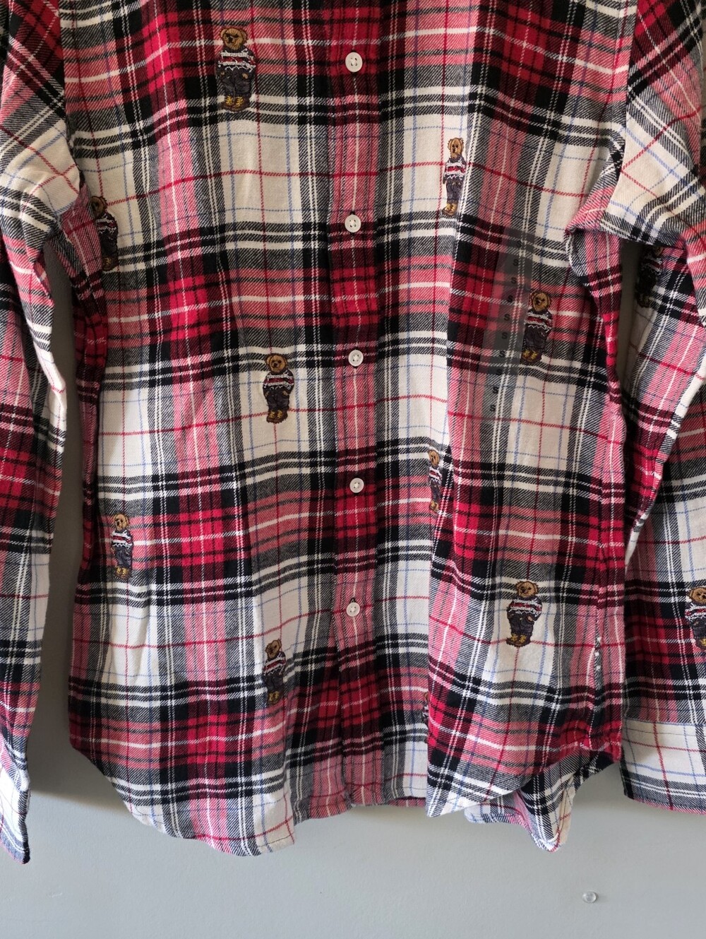 NWT Polo Ralph Lauren S Old Money Coastal Embroidered Bear Plaid Flannel Shirt - Picture 10 of 16